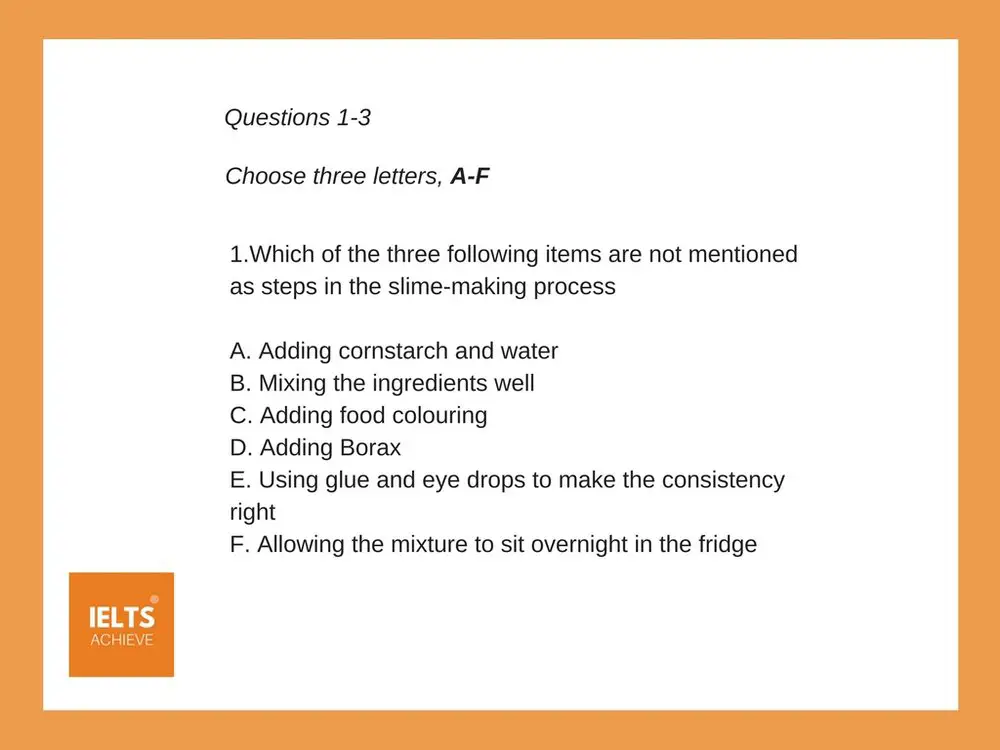 IELTS listening multiple choice question example