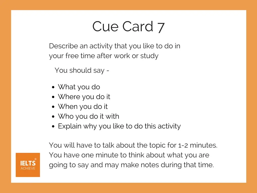 IELTS speaking part 2 cue card example