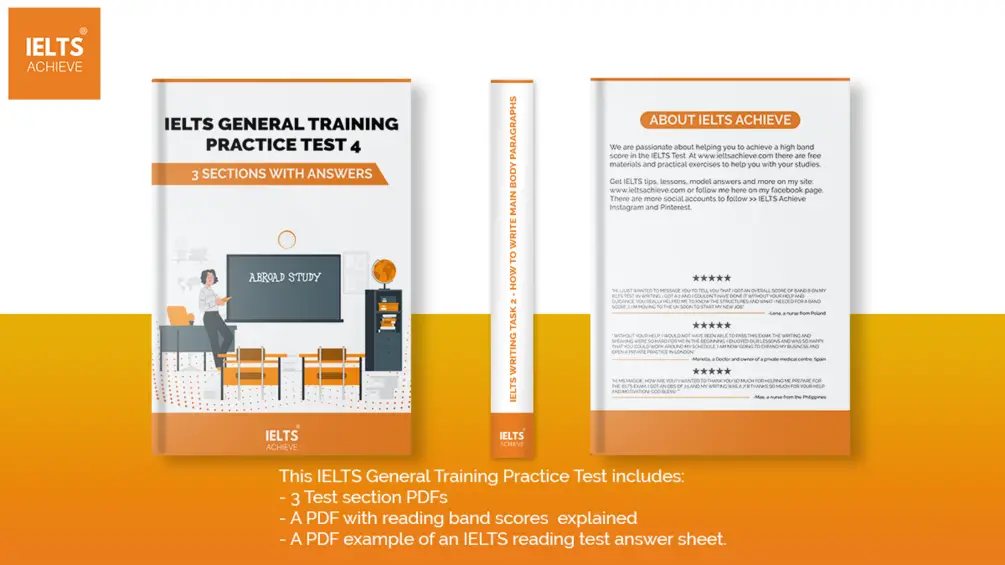 IELTS General Training Practice Test 4: 3 Sections with answers