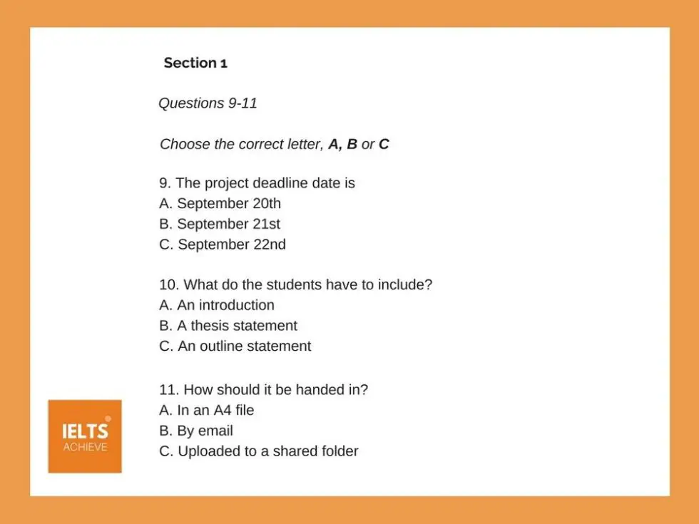 Multiple Choice And Matching Questions - IELTS ACHIEVE